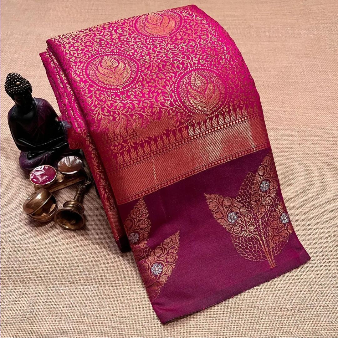Alluring Dark Pink Soft Silk Saree With Murmurous Blouse Piece Shriji Main image