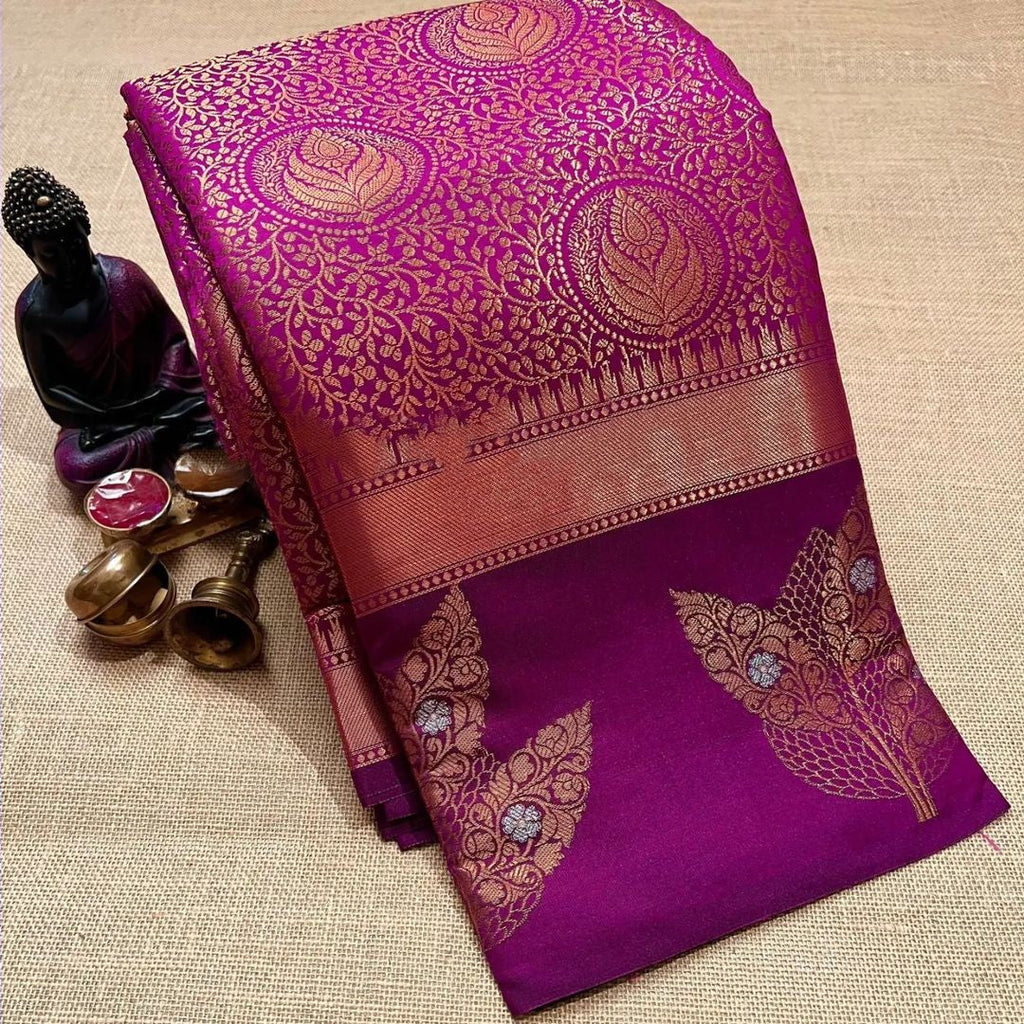 Precious Purple Soft Silk Saree With Murmurous Blouse Piece Shriji