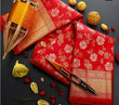Load image into Gallery viewer, Tremendous Red Soft Banarasi Silk Saree With Stunner Blouse Piece Shriji