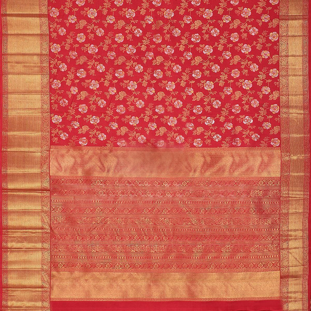 Tremendous Red Soft Banarasi Silk Saree With Stunner Blouse Piece Shriji