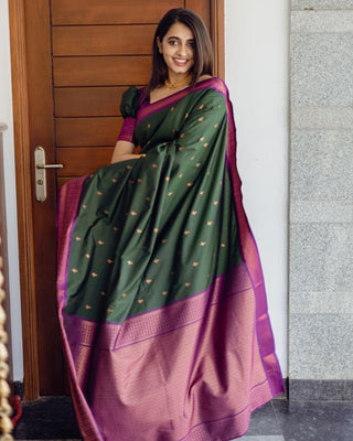 Incredible Green Soft Silk Saree With Energetic Blouse Piece Shriji
