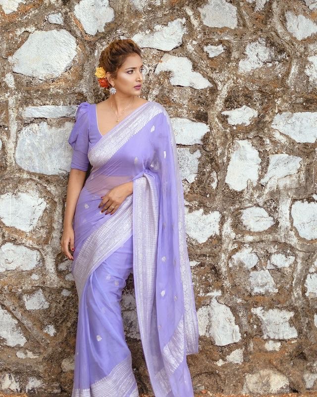 Brood Lavender Linen Silk Saree With Felicitous Blouse Piece Shriji