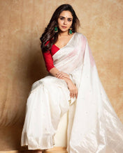 Load image into Gallery viewer, Eloquence White Linen Silk Saree With Prodigal Blouse Piece Shriji