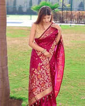 Load image into Gallery viewer, Mellifluous Dark Pink Soft Banarasi Silk Saree With Beleaguer Blouse Piece Shriji