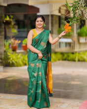 Load image into Gallery viewer, Flameboyant Rama Soft Silk Saree With Jazzy Blouse Piece Shriji