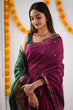 Load image into Gallery viewer, Innovative Dark Pink Cotton Silk Saree With Lovely Blouse Piece Shriji