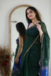 Load image into Gallery viewer, Fragrant Green Cotton Silk Saree With Classy Blouse Piece Shriji