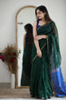Load image into Gallery viewer, Fragrant Green Cotton Silk Saree With Classy Blouse Piece Shriji