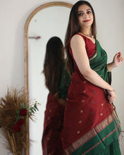 Load image into Gallery viewer, Snazzy Green Cotton Silk Saree With Prodigal Blouse Piece Shriji