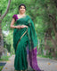 Gratifying Green Cotton Silk Saree With Flaunt Blouse Piece Shriji