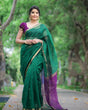 Load image into Gallery viewer, Gratifying Green Cotton Silk Saree With Flaunt Blouse Piece Shriji