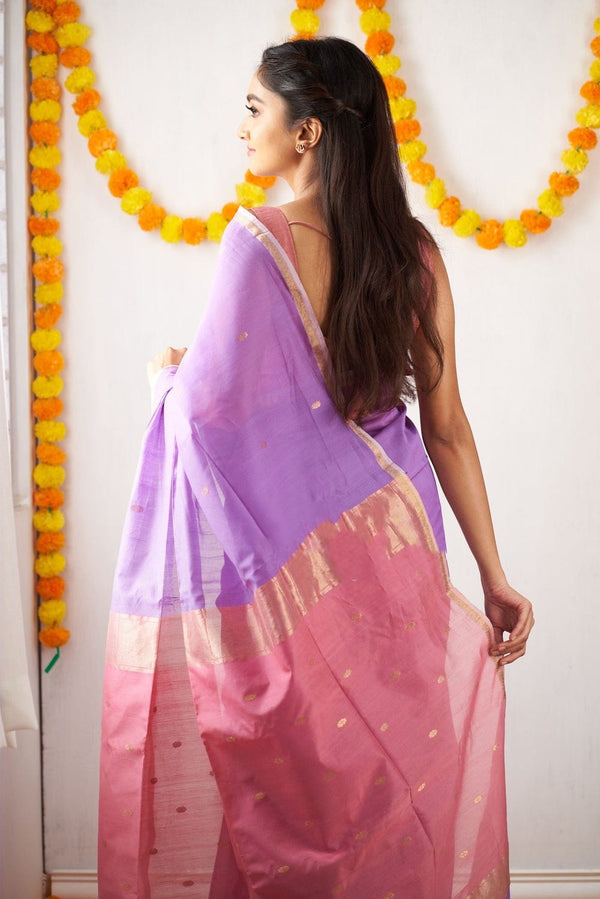 Improbable Lavendor Cotton Silk Saree With Nemesis Blouse Piece Shriji