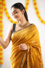 Load image into Gallery viewer, Magnificat  Mustard Cotton Silk Saree With Imbrication Blouse Piece Shriji