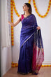 Load image into Gallery viewer, Woebegone Navy Blue Cotton Silk Saree With Mesmerising Blouse Piece Shriji
