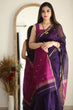 Load image into Gallery viewer, Luxuriant Purple Cotton Silk Saree With Elision Blouse Piece Shriji