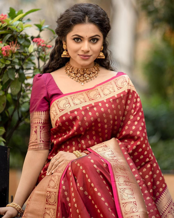Petrichor Maroon Soft Silk Saree With Redolent Blouse Piece Shriji