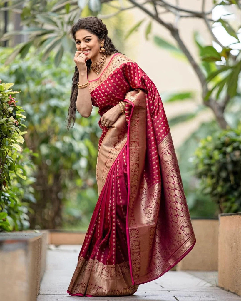 Petrichor Maroon Soft Silk Saree With Redolent Blouse Piece Shriji