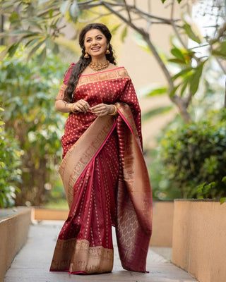 Petrichor Maroon Soft Silk Saree With Redolent Blouse Piece Shriji