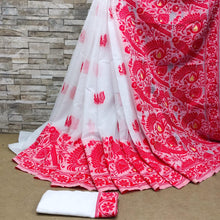 Load image into Gallery viewer, Incomparable White Cotton Silk Saree With Tremendous Blouse Piece Shriji