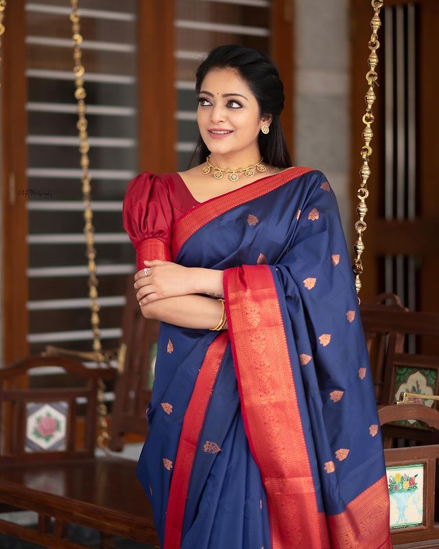 Intricate Blue Soft Silk Saree With Most Stunning Blouse Piece Shriji Main image