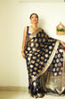 Load image into Gallery viewer, Gossamer 1-Minute Ready To Wear Black Soft Silk Saree RTW