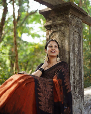 Elision Orange Soft Silk Saree With Dalliance Blouse Piece Shriji