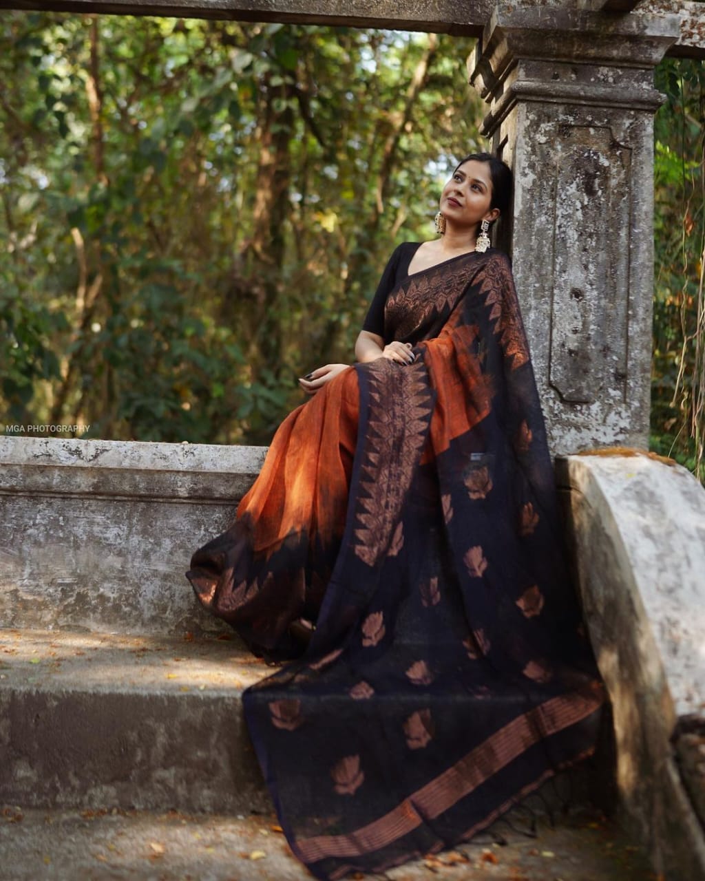 Elision Orange Soft Silk Saree With Dalliance Blouse Piece Shriji