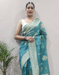 Load image into Gallery viewer, Dalliance 1-Minute Ready To Wear Sea Green Cotton Silk Saree RTW