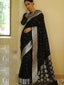 Fugacious Black Cotton Silk Saree With Sizzling Blouse Piece Shriji