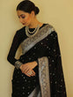 Load image into Gallery viewer, Fugacious Black Cotton Silk Saree With Sizzling Blouse Piece Shriji