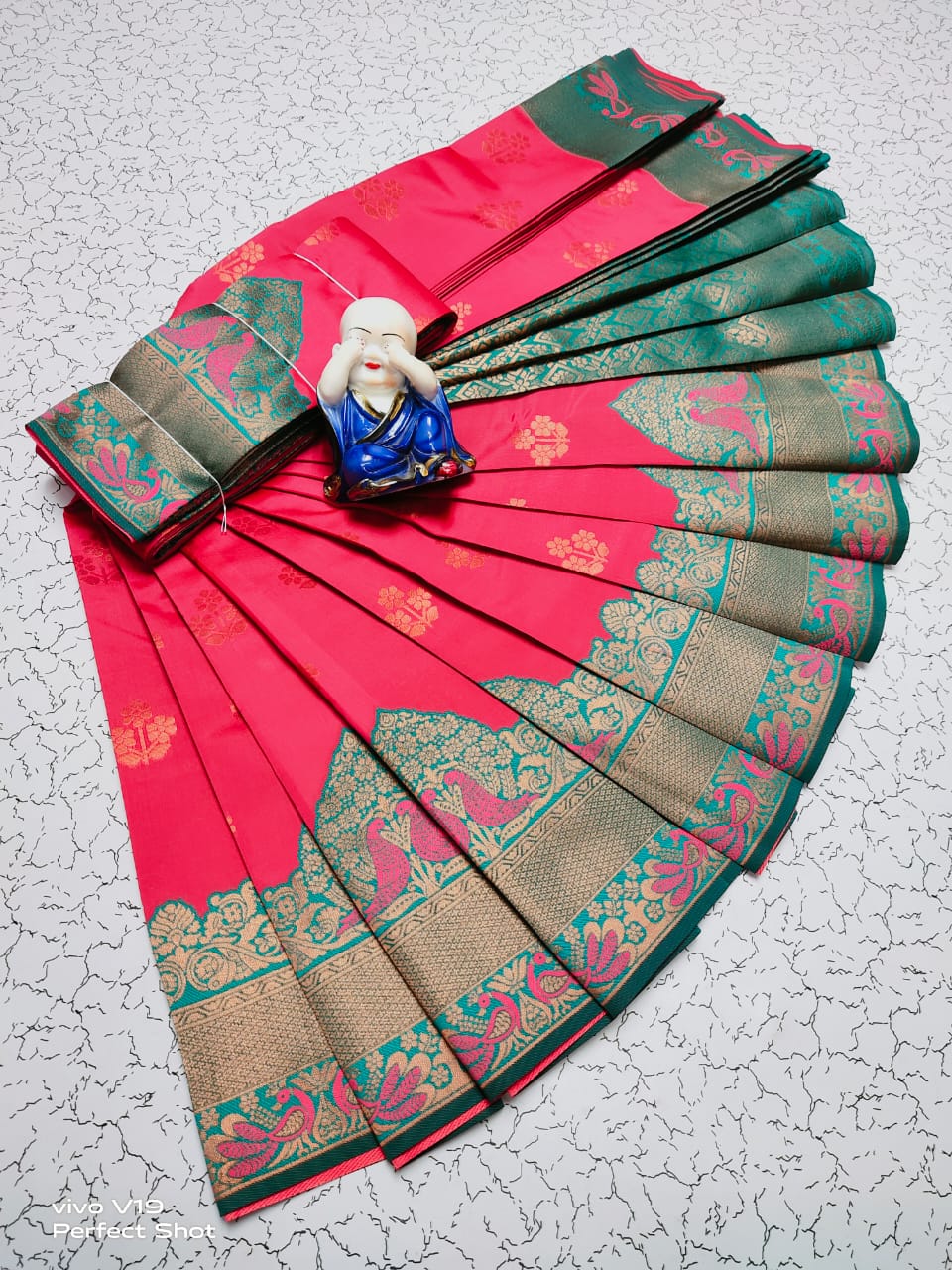 Snappy Dark Pink Soft Banarasi Silk Saree With Ephemeral Blouse Piece Shriji Main image