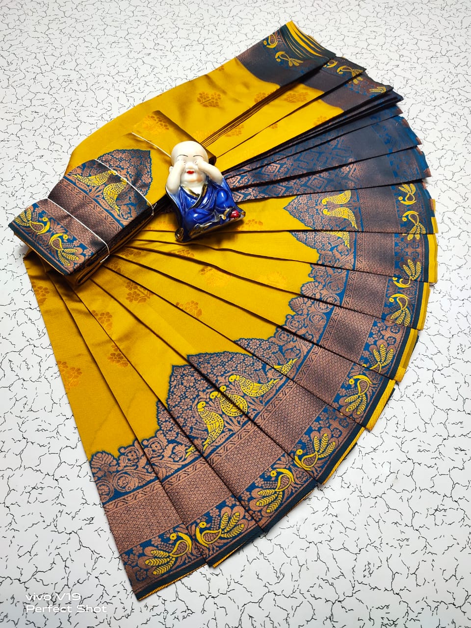 Tempting Mustard Soft Banarasi Silk Saree With Moiety Blouse Piece Shriji Main image