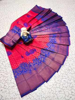 Ephemeral Dark Pink Soft Banarasi Silk Saree With Fairytale Blouse Piece Shriji