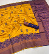 Load image into Gallery viewer, Gossamer Mustard Soft Banarasi Silk Saree With Blissful Blouse Piece Shriji