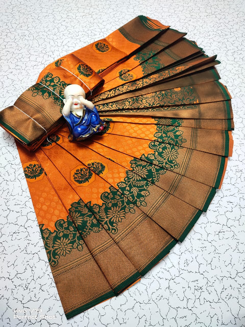 Ratatouille Orange Soft Banarasi Silk Saree With Surpassing Blouse Piece Shriji Main image
