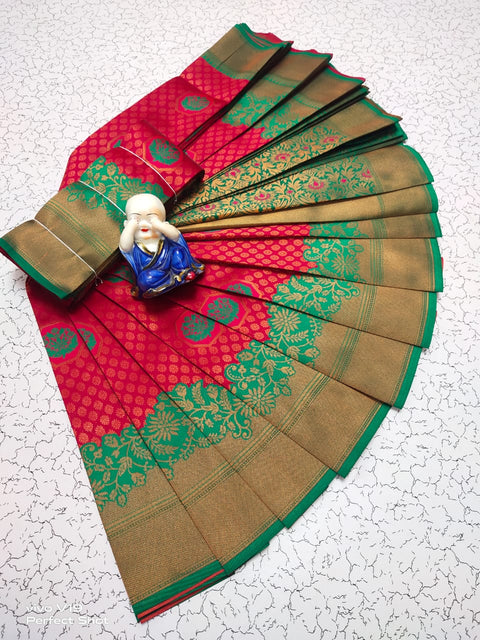 Confounding Red Soft Banarasi Silk Saree With Staring Blouse Piece Shriji Main image