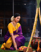 Load image into Gallery viewer, Prominent Purple Soft Silk Saree With Chatoyant Blouse Piece Shriji