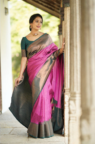 Fairytale Dark Pink Soft Silk Saree With Girlish Blouse Piece Shriji