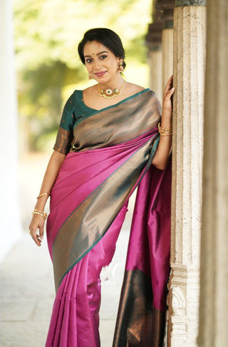 Fairytale Dark Pink Soft Silk Saree With Girlish Blouse Piece Shriji