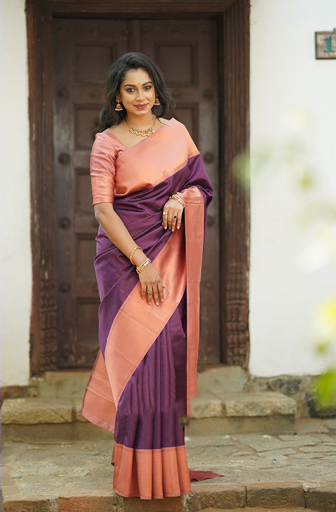 Brood Purple Soft Silk Saree With Wonderful Blouse Piece Shriji Main image
