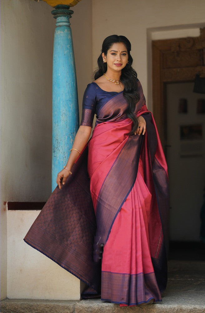 Eloquence Tomato Soft Silk Saree With Capricious Blouse Piece Shriji