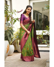 Load image into Gallery viewer, Artistic Green Soft Silk Saree With Supernal Blouse Piece Shriji