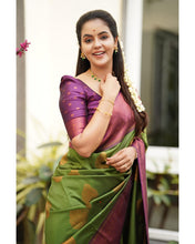 Load image into Gallery viewer, Artistic Green Soft Silk Saree With Supernal Blouse Piece Shriji