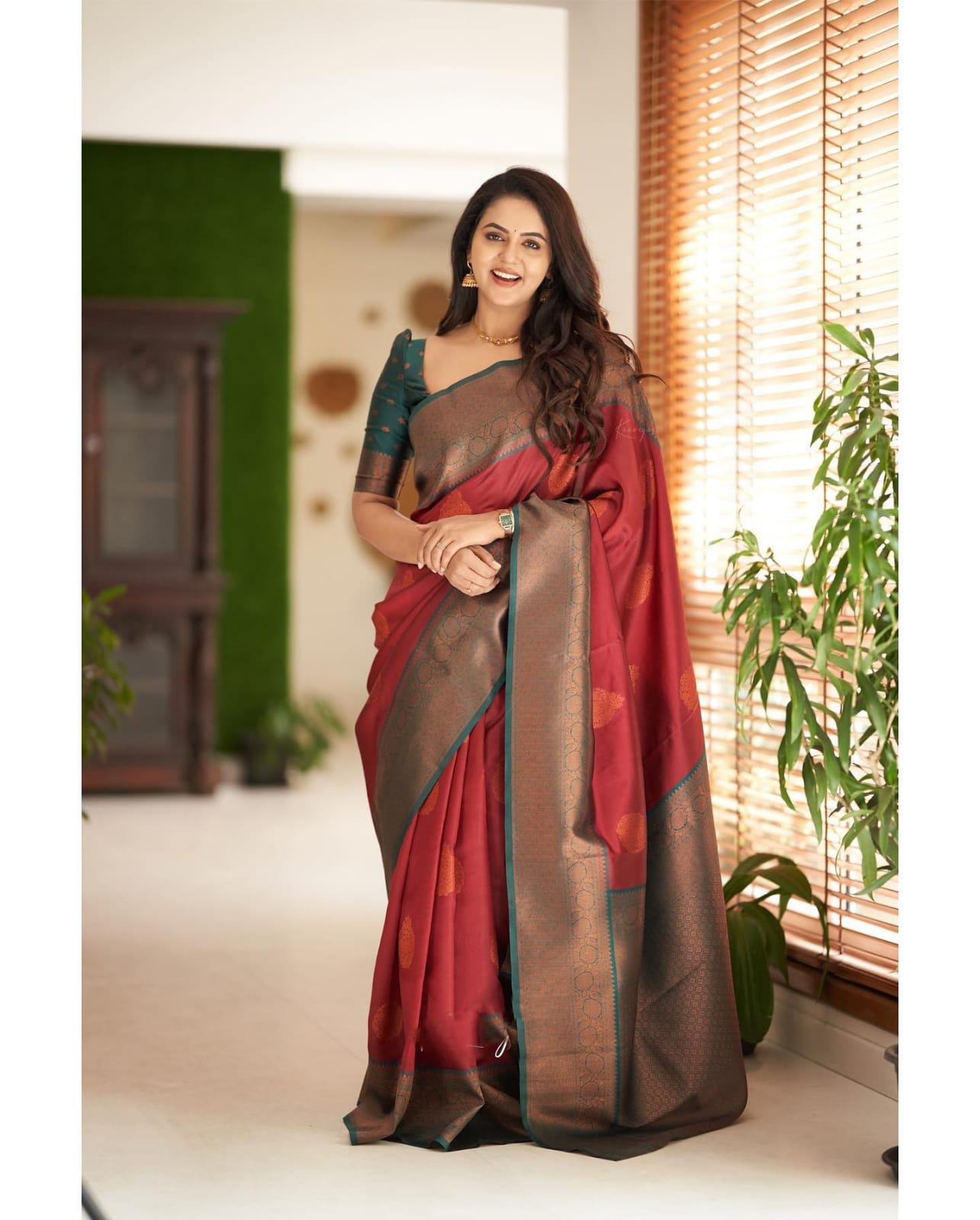 Artistic Maroon Soft Silk Saree With Splendorous Blouse Piece Shriji