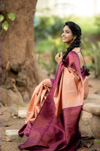Load image into Gallery viewer, Adorning Peach Soft Silk Saree With Impressive Blouse Piece Shriji