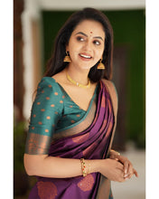 Load image into Gallery viewer, Gratifying Purple Soft Silk Saree With Snazzy Blouse Piece Shriji