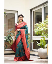 Load image into Gallery viewer, Imbrication Rama Soft Silk Saree With Artistic Blouse Piece Shriji