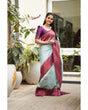Load image into Gallery viewer, Sempiternal Sky Soft Silk Saree With Denouement Blouse Piece Shriji