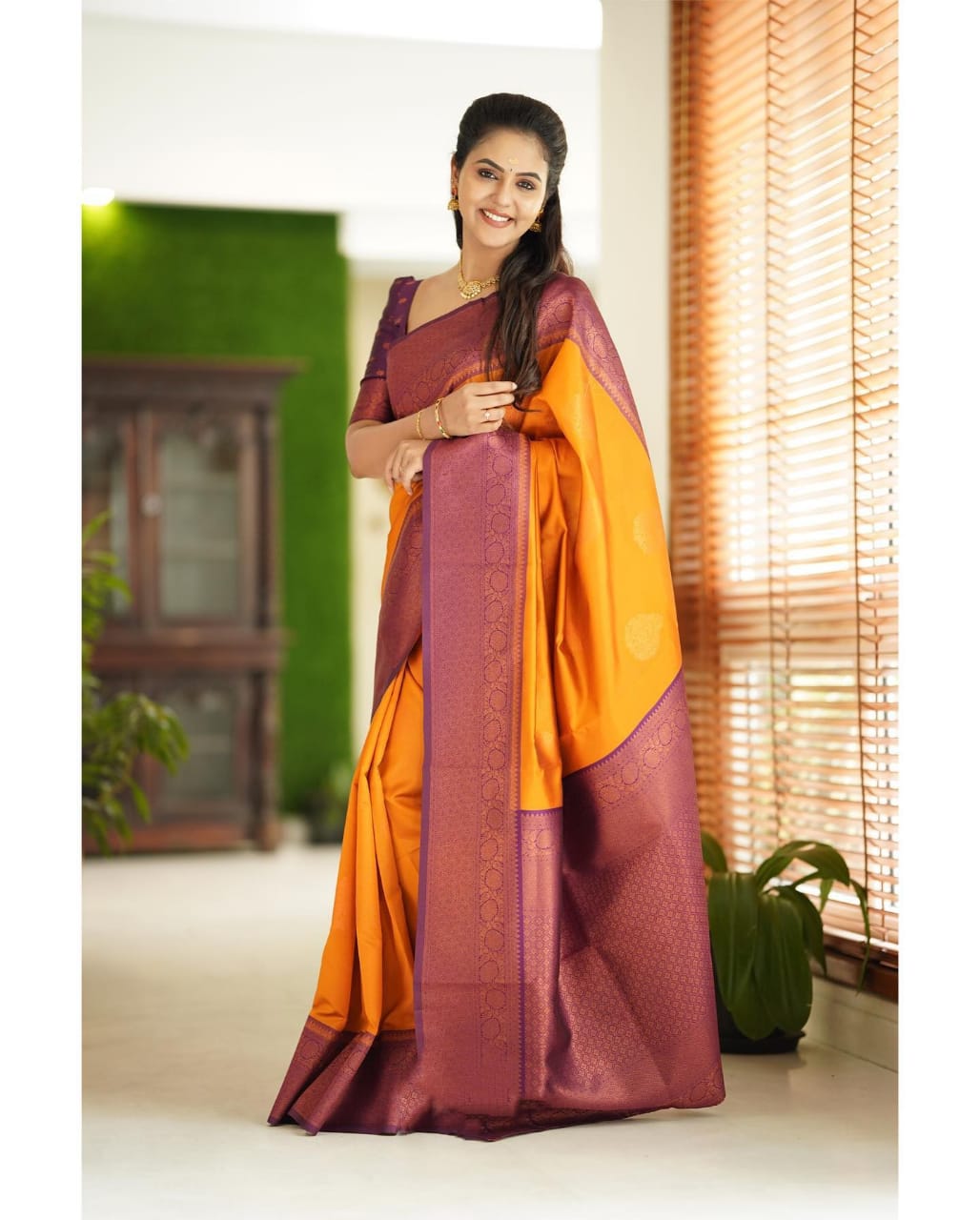 Smashing Yellow Soft Silk Saree With Scrumptious Blouse Piece Shriji