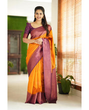 Load image into Gallery viewer, Smashing Yellow Soft Silk Saree With Scrumptious Blouse Piece Shriji